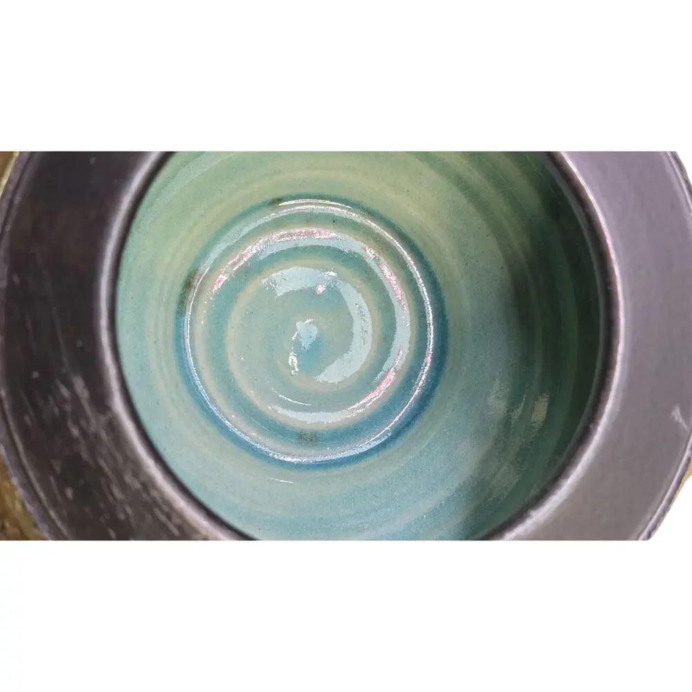 Michael Weinberg Signed Raku Studio Ceramic Orb Vessel - 2004 Art Pottery Gold